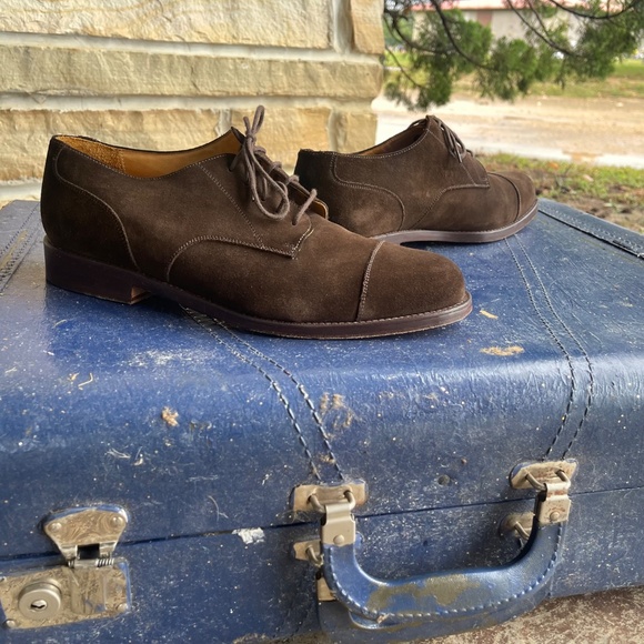 Men\'s Size 10.5M Land\'s End Classic Brown Suede Derby Shoes main image 12